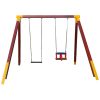 Two-seat swing with 1 baby and 1 recliner