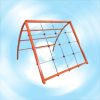 Curved nursery climbing frame with climbing net