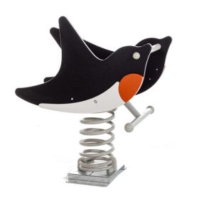 A spring-loaded toy with a swallow