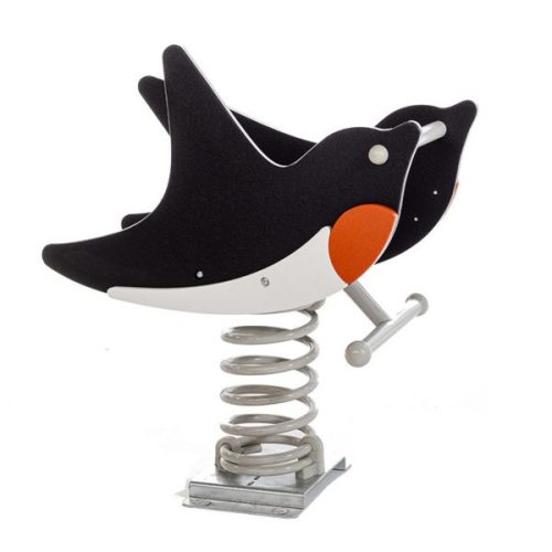 A spring-loaded toy with a swallow