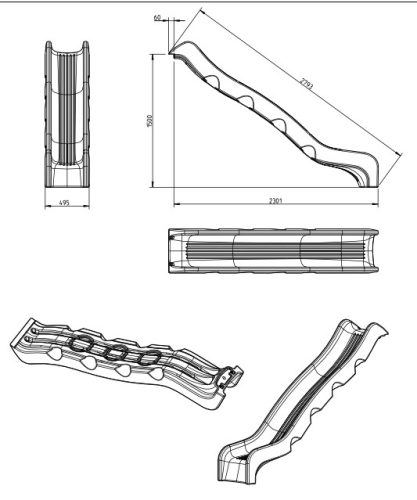 Optima public slide with a starting height of 100 cm